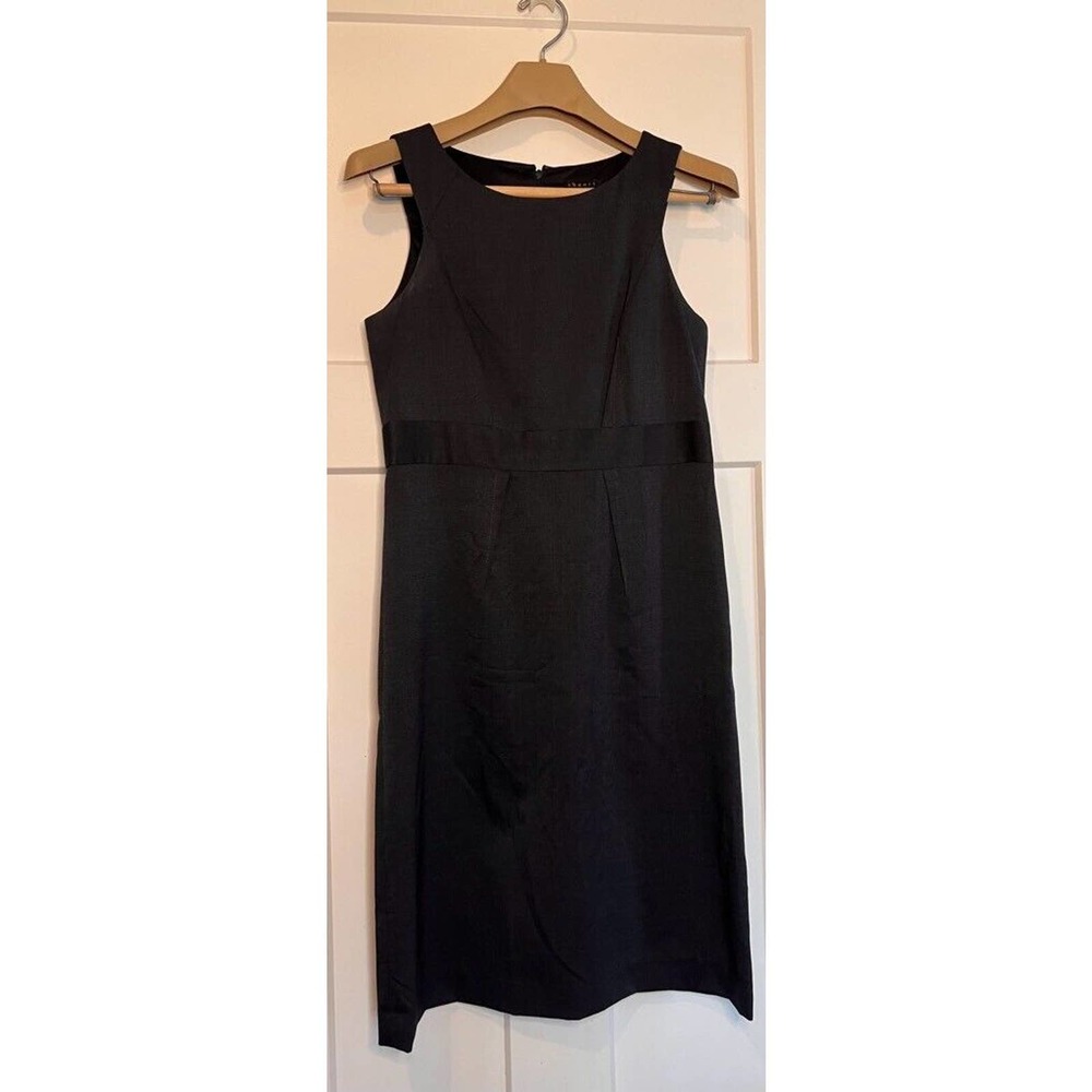Theory Womens A Line Dress Blue Midi Scoop Neck Sleeveless Wool‎ Blend USA 10